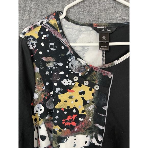 Ali Miles Woven Popover Tunic XL with Pocket in a Abstract Multi Print Patch - Picture 11 of 12